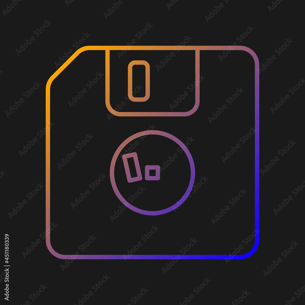 Diskette gradient vector icon for dark theme. Removable magnetic ...