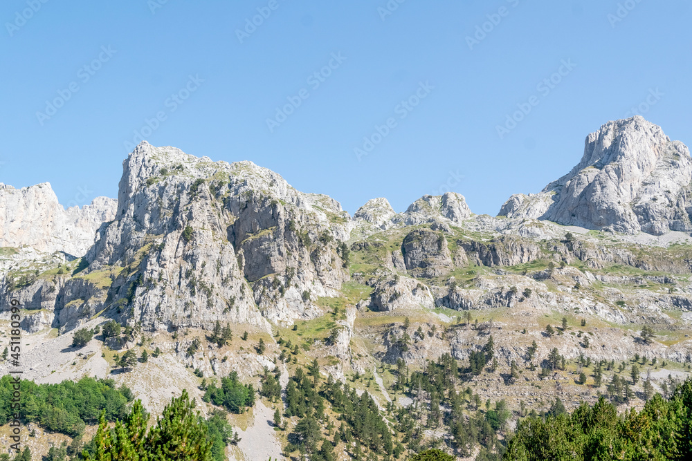 Albanian mountain Alps. Mountain landscape, picturesque mountain view in summer. Albanian nature panorama