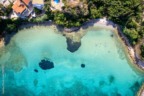 Fototapeta Naklejka Na Ścianę i Meble -  The beautiful coastline of north Mani with small beaches and turquoise sea, near Kitries village, Peloponnese, Greece