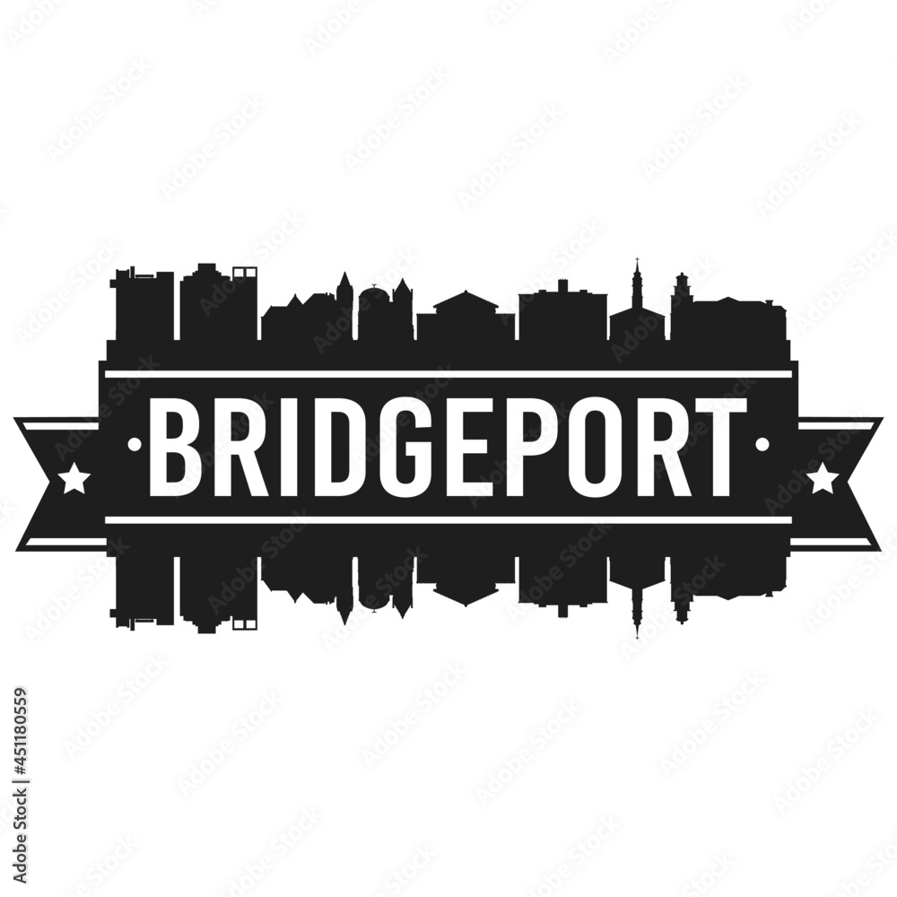 Bridgeport Connecticut Skyline. Banner Vector Design Silhouette Art. Cityscape Travel Monuments. Bridgeport Connecticut Skyline. Banner Vector Design Silhouette Art. Cityscape Travel Monuments.