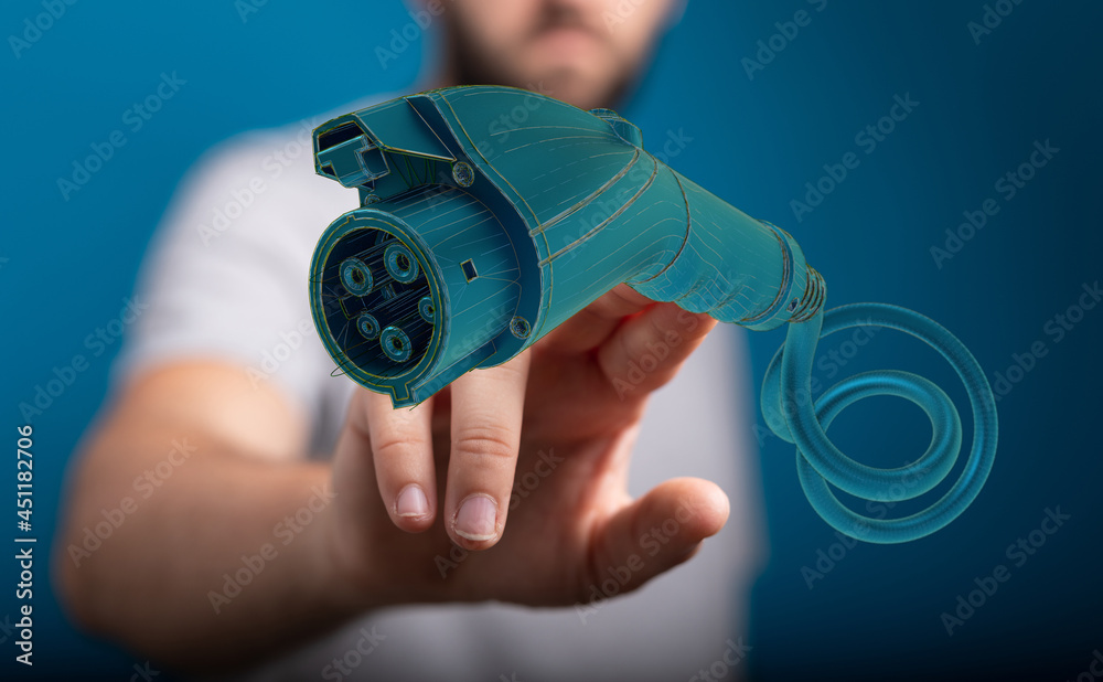 Electric car Future Power In the illustration with electric cars And charg