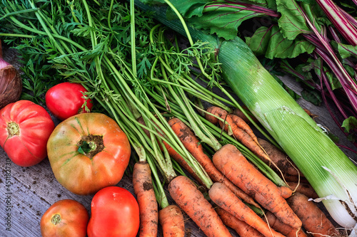 Fresh vegetables from the kitchen garden harvest