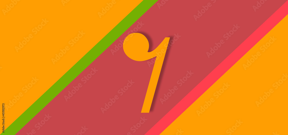 Notation. An EIGHTH NOTE or a QUAVER. Musical writing symbol. An educational method. Isolated element in colorful fund. Banner with reference to art. Logo, poster of music. - obrazy, fototapety, plakaty 
