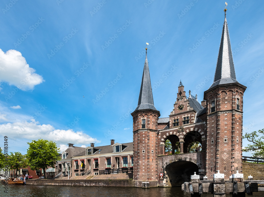 Water gate in Sneek, Friesland province, The Netherlands