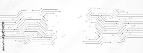 Billede på lærred Abstract Technology Background, grey circuit board pattern, microchip, power lin