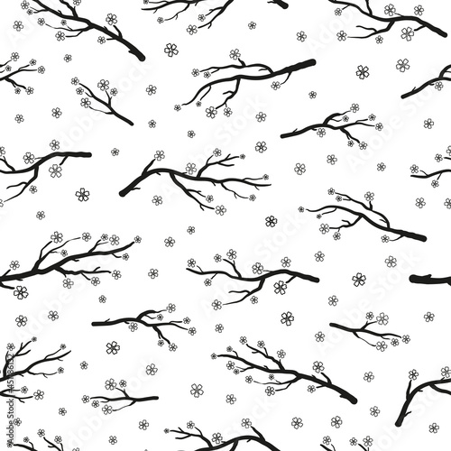 Seamless pattern with sakura branches.