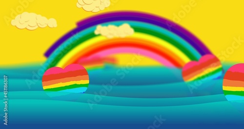 Lgbtq symbol flag background heart. rainbow photo