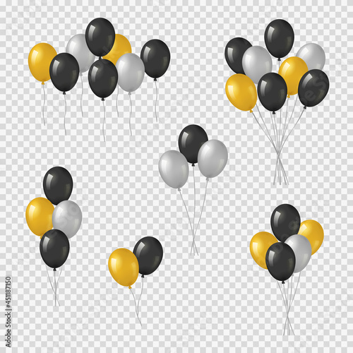 Bunches of helium balloons.