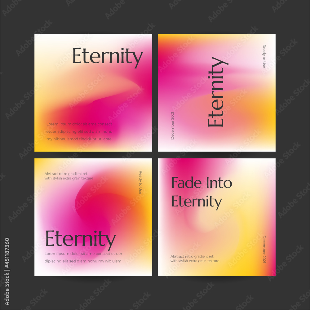 Square web banner template retro gradients colorful abstract blurry