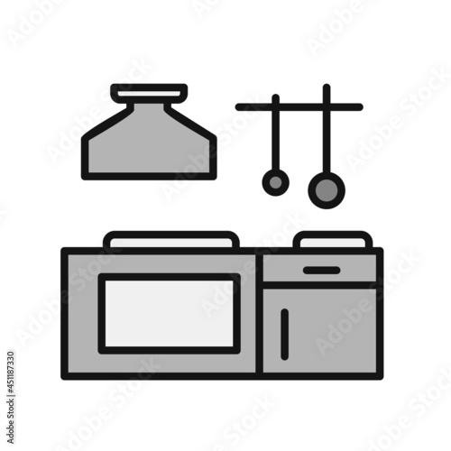 Kitchen Line Filled Grey Vector Icon Design