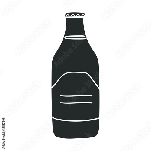Juice Bottle Icon Silhouette Illustration. Drink Container Glass Vector Graphic Pictogram Symbol Clip Art. Doodle Sketch Black Sign. photo