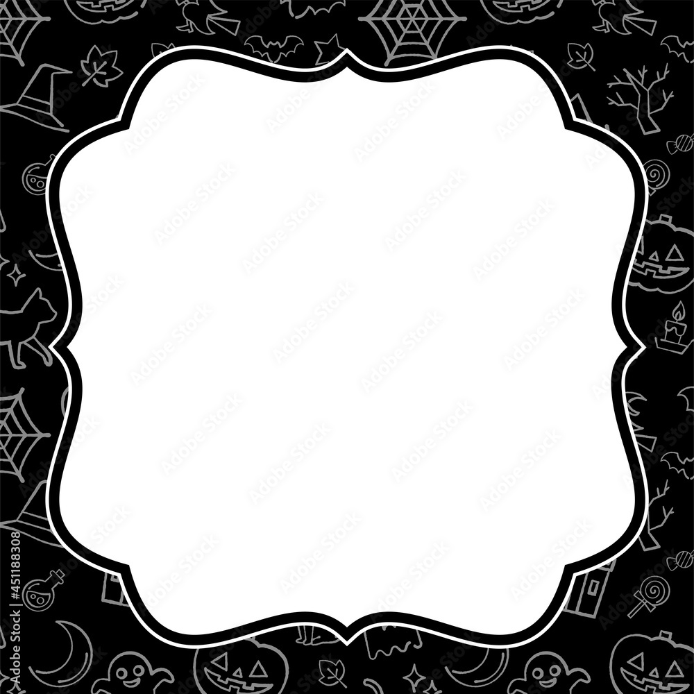 ハロウィンパターンのフレーム Halloween pattern square frame vector illustration ハロウィンパターンのフレーム Halloween pattern square frame vector illustration