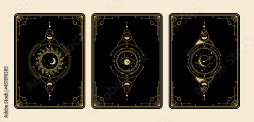 collection set of Magical tarot cards esoteric occult boho spiritual reader witchcraft magic crystal celestial symbol