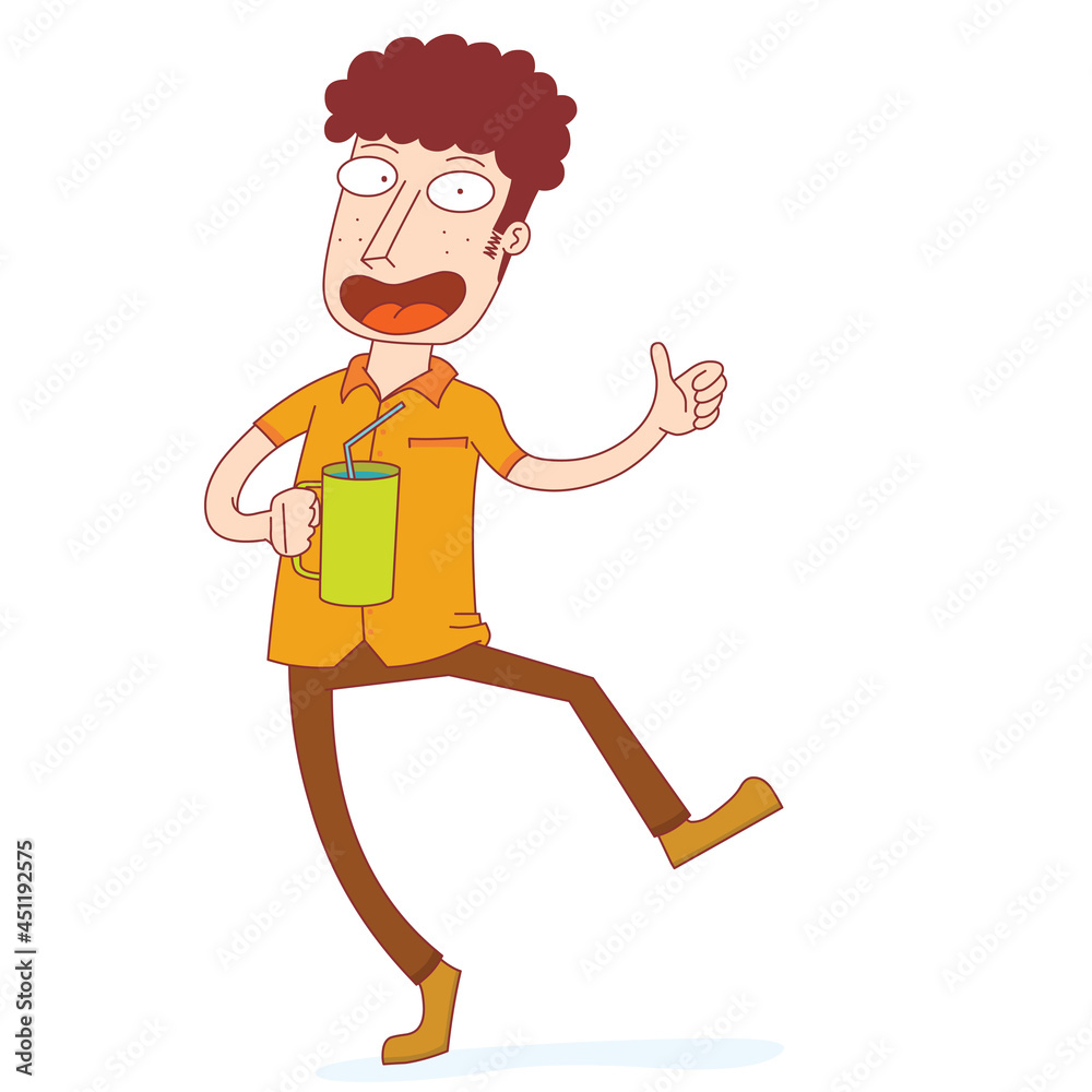 Happy Man Dancing and Drinking Happy Man Dancing and Drinking