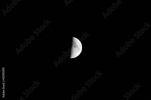 Half-moon in a dark night 