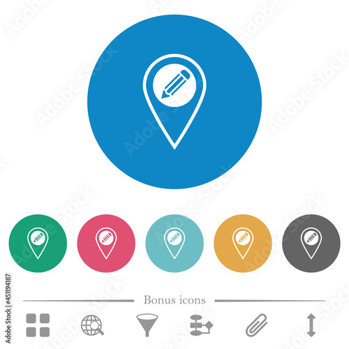 Edit GPS location flat round icons
