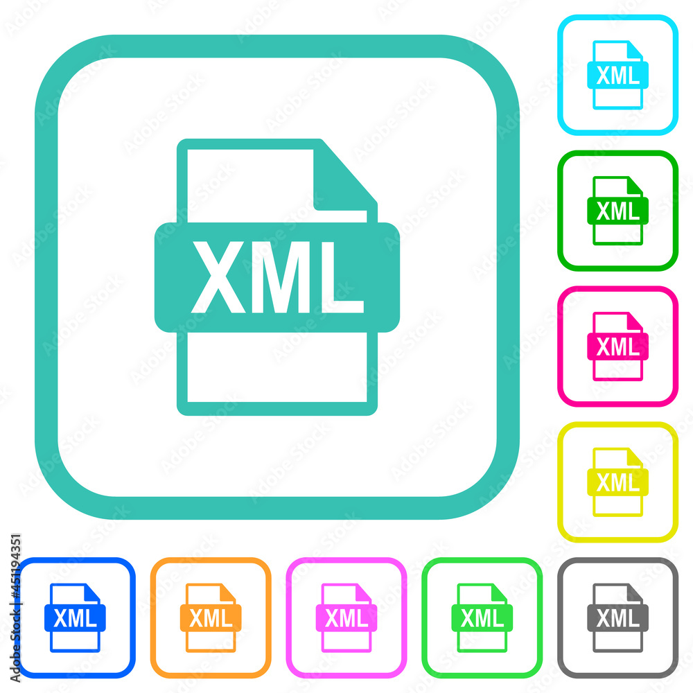 XML file format vivid colored flat icons
