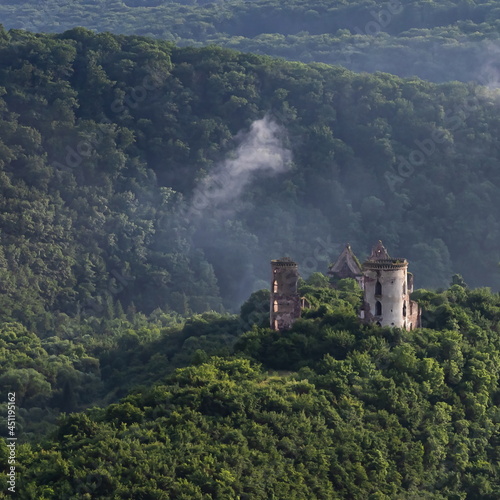 castle ruins on the background of the landscape of Ukraine Nyrkiv