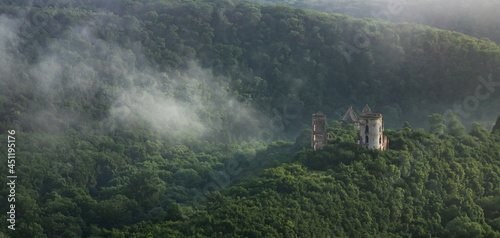 castle ruins on the background of the landscape of Ukraine Nyrkiv