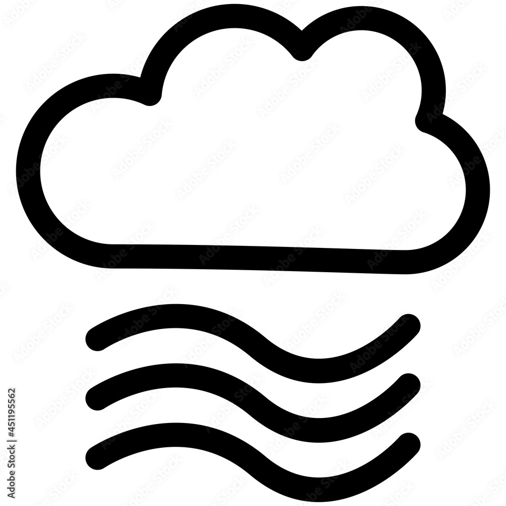 Windy Cloud Vector Line Icon Design Windy Cloud Vector Line Icon Design