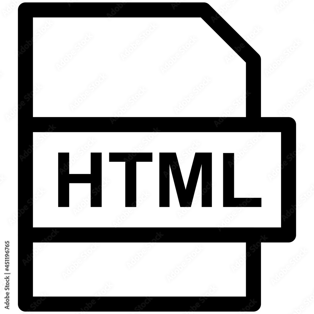 HTML File Format Vector line Icon Design