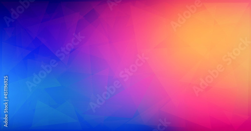 Abstract decorative geometric background from translucent triangles. Beautiful rainbow polygonal vector screensaver.