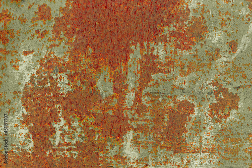 Rusty old painted metal background.