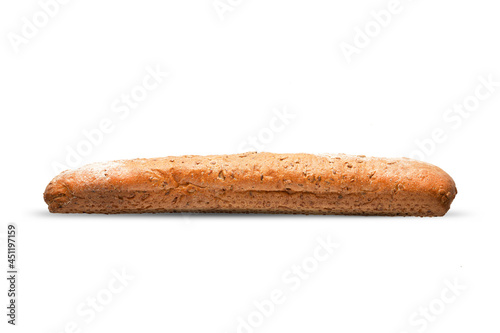 French brown baguette isolated on white background. delicious fresh bread for sandwiches,
