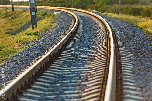 Railroad track for transportation. Industry travel concept