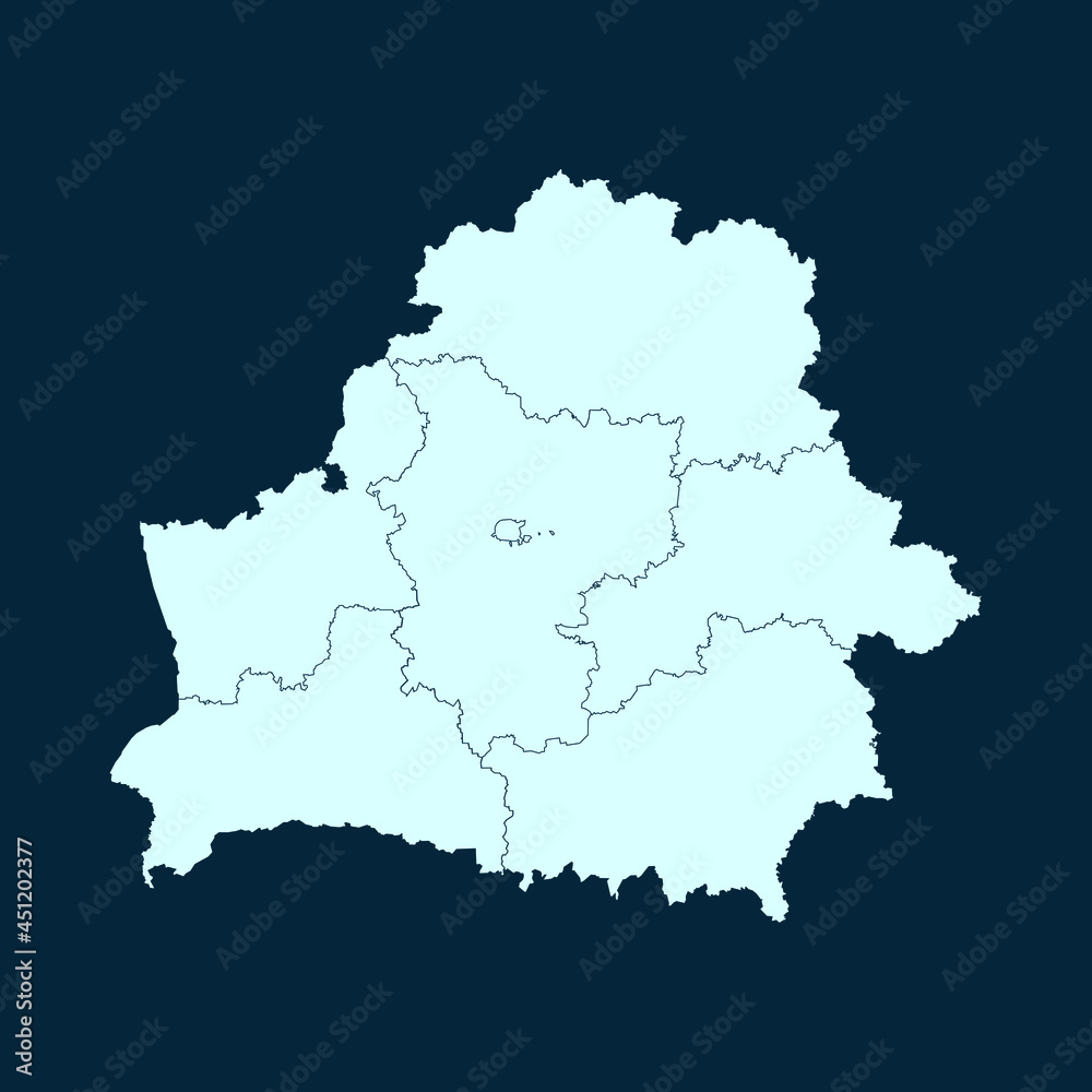 High Detailed Modern Blue Map of Belarus on Dark isolated background, Vector Illustration EPS 10	