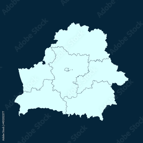 High Detailed Modern Blue Map of Belarus on Dark isolated background  Vector Illustration EPS 10 