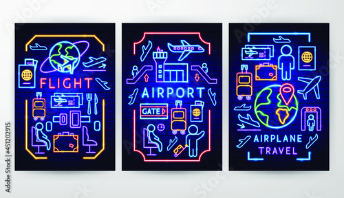 Airport Flyer Concepts. Vector Illustration of Airplane Promotion.