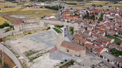 Aerial view of Segovia Province, with Cuellar Castle and buildings, Leon, Spain  photo