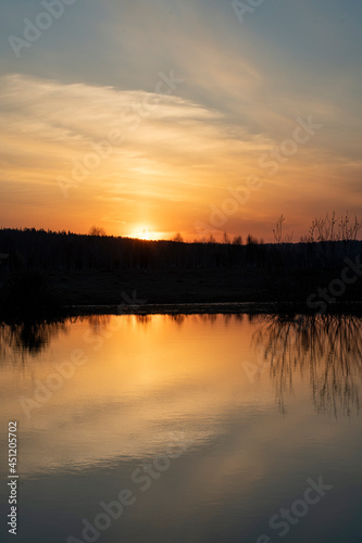 sunset over lake © Сергей Шерстнев