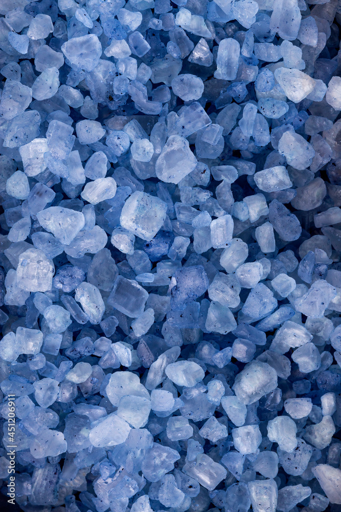 Texture of blue sea salt as background
