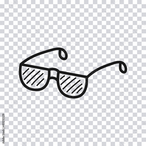 Hand drawn Sunglasses isolated on transparent background. Vector illustration.