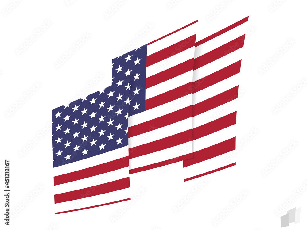 USA flag in an abstract ripped design. Modern design of the USA flag. USA flag in an abstract ripped design. Modern design of the USA flag.