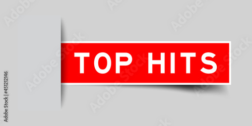 Label sticker red color in word top hits that inserted in gray background