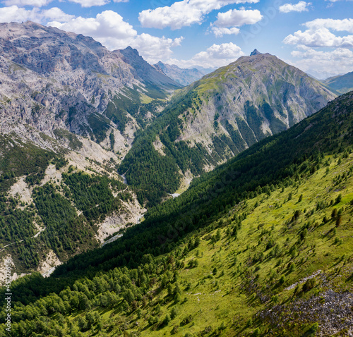 Livigno  Italy  aerial view of the Alpisella valley pass