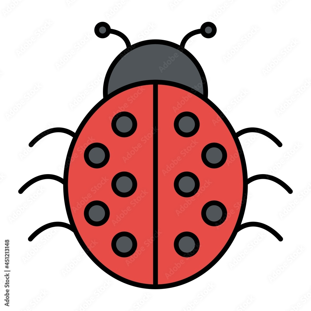 Vector Ladybug Filled Outline Icon Design Vector Ladybug Filled Outline Icon Design