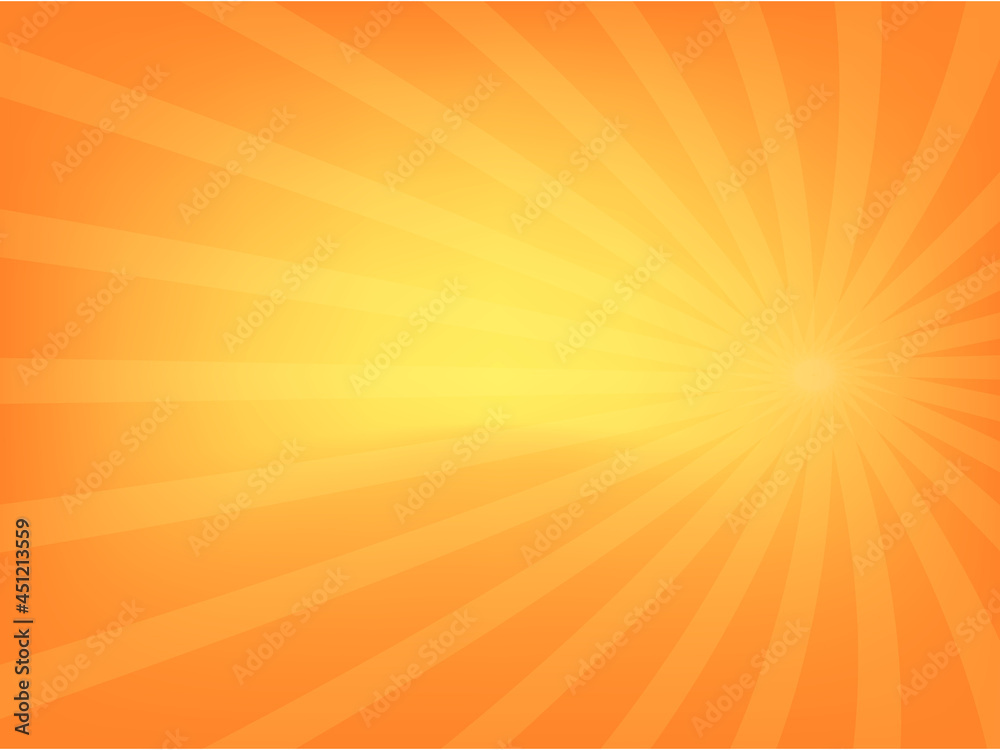 Obraz premium orange and yellow sunlight sunburst sunshine background design for light ray banner, ads, template, product, social media, background wallpaper vector illustration 