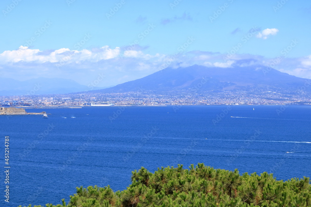 stunning view of the waters of Tyrrhenian sea on the coast of Napoli