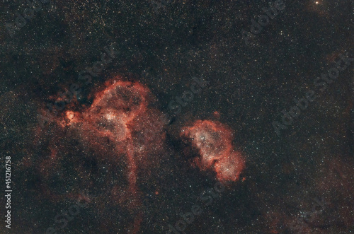 Heart Nebula and Soul Nebula in night sky