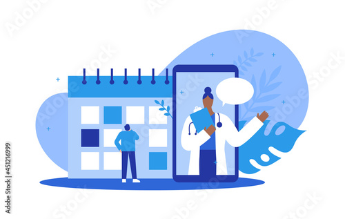 Doctor phone app appointment cartoon concept