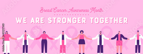 Breast cancer awareness banner doctor teamwork