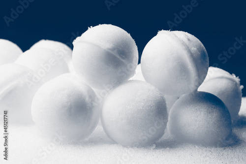 snowballs are ready for the battle  close-up view