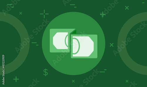 Vector Business or Finance Category Flat Minimal Style Colorful Icon. Dollar Paper Bank Note.