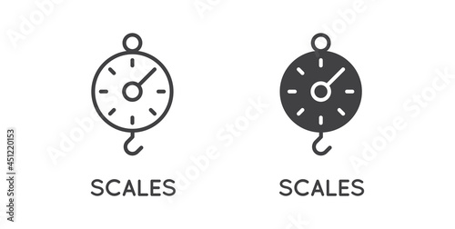 Set of Minimal Weight and Scales Related Vector Line Icons. Perfect Pixel. Outlined and Filled.