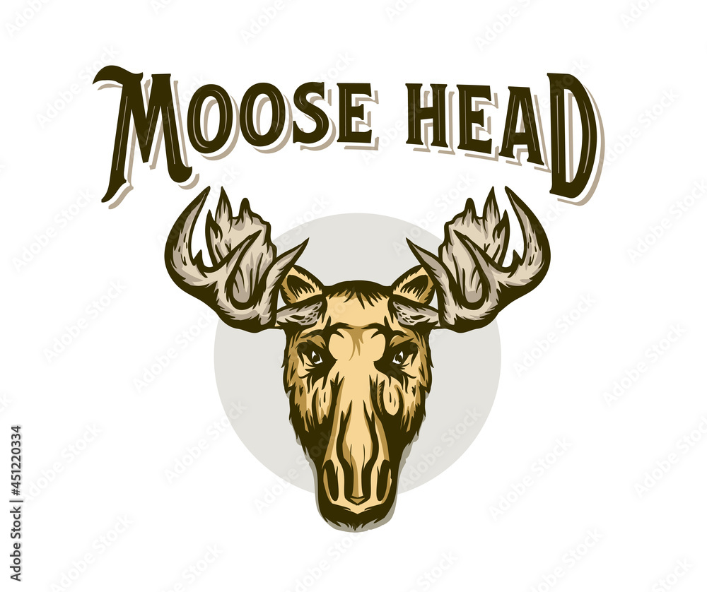 Elk head. Moose stylish head. Isolated vector illustration. Wild animal
