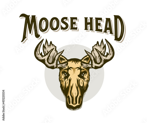 Elk head. Moose stylish head. Isolated vector illustration. Wild animal. Hunting logo. Tattoo tribal style.